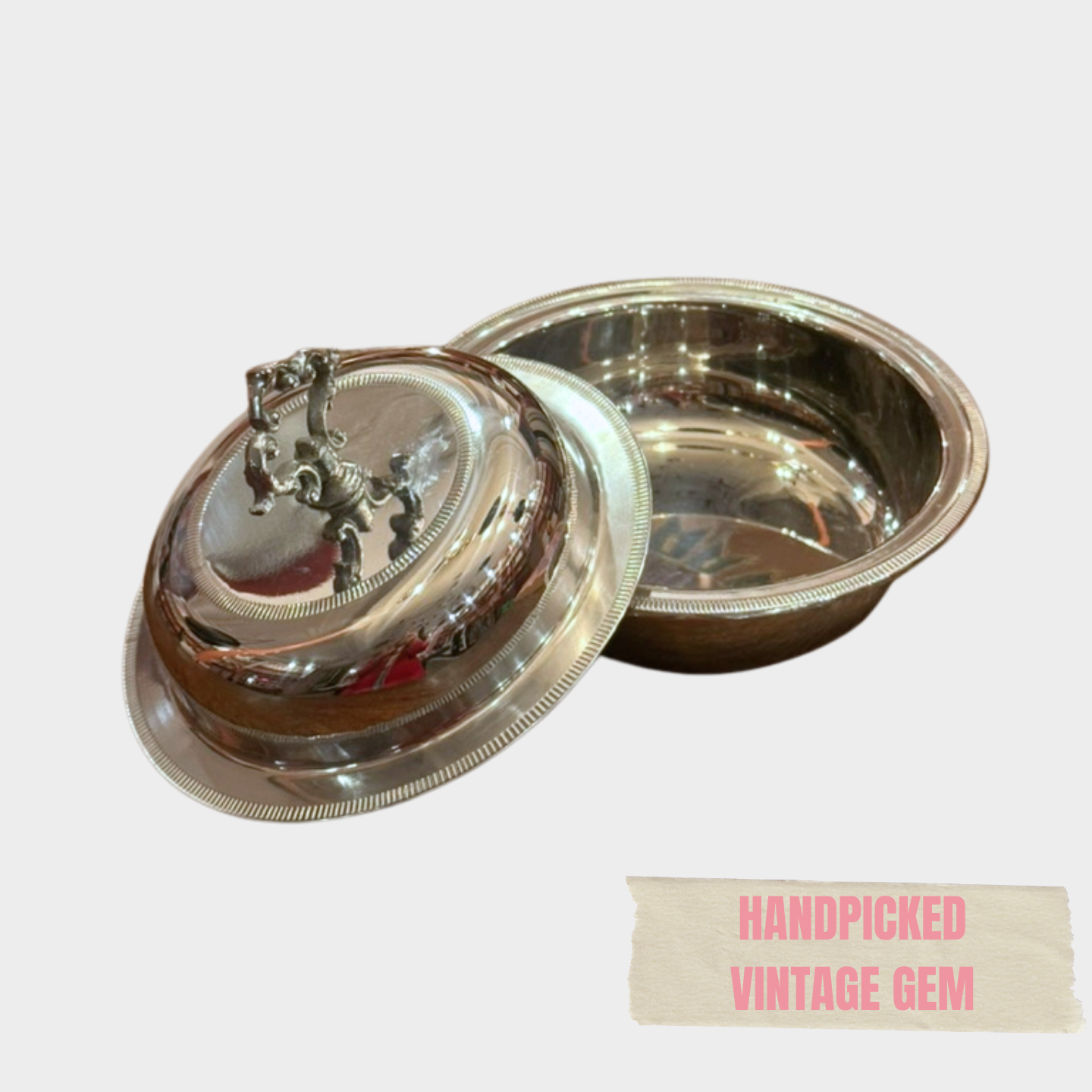 VINTAGE  METAL CANDY BOWL WITH LID