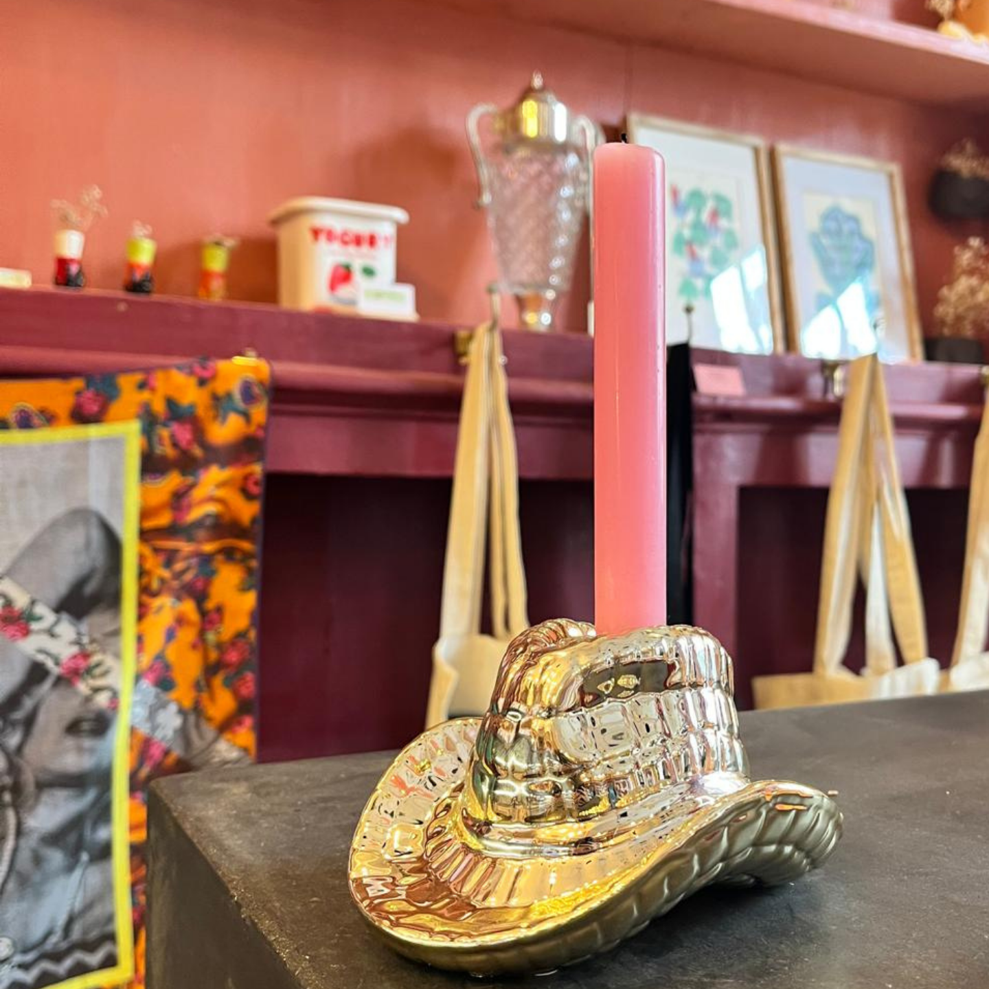 SILVER COWBOY HAT CANDLE HOLDER