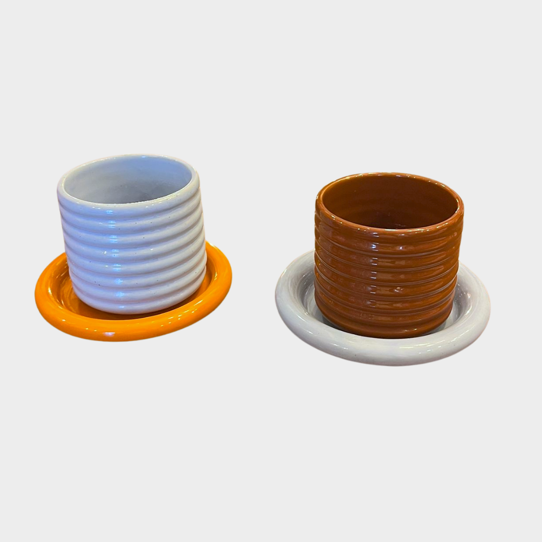HANDMADE GLOSSY CUPS & SAUCERS — MIX & MATCH SET