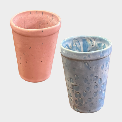 HANDCRAFTED CERAMIC TUMBLER IN SOFT PASTEL GLAZE CUPS