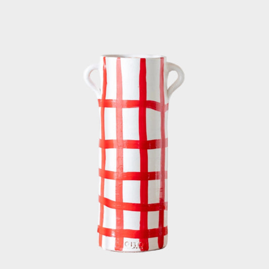 RED SQUARES CERAMIC VASE