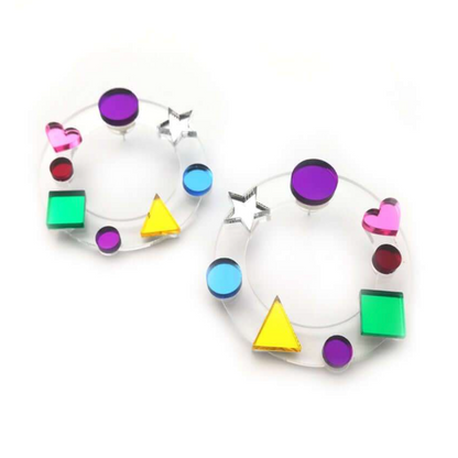 TRANSPARENT HOOPS WITH COLOR GEOMETRICS