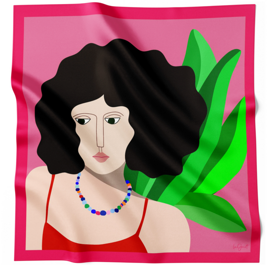PINK PORTRAIT BANDANA SCARF