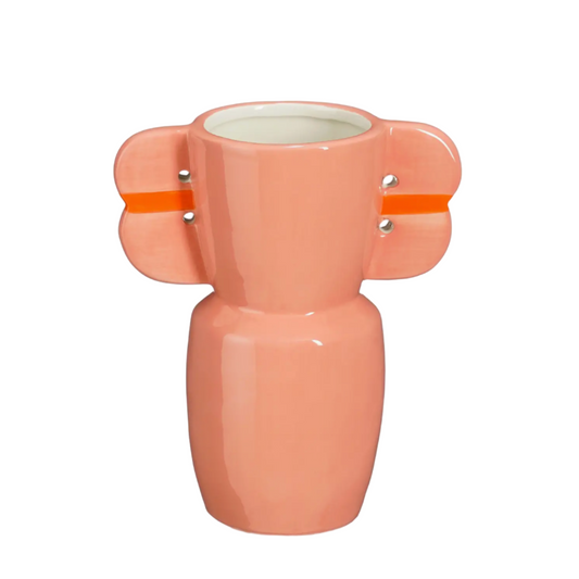 CORAL PINK VASE WITH ORANGE ARMS