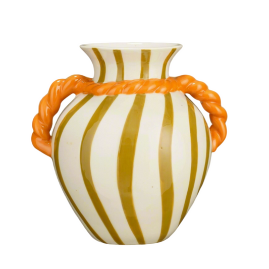 ORANGE AND YELLOW TWISTY STRIPED VASE