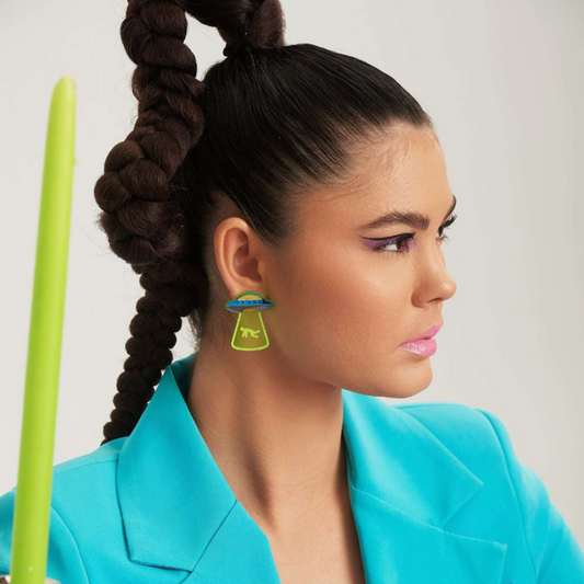GREEN UFO EARRINGS