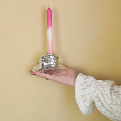 SILVER COWBOY HAT CANDLE HOLDER