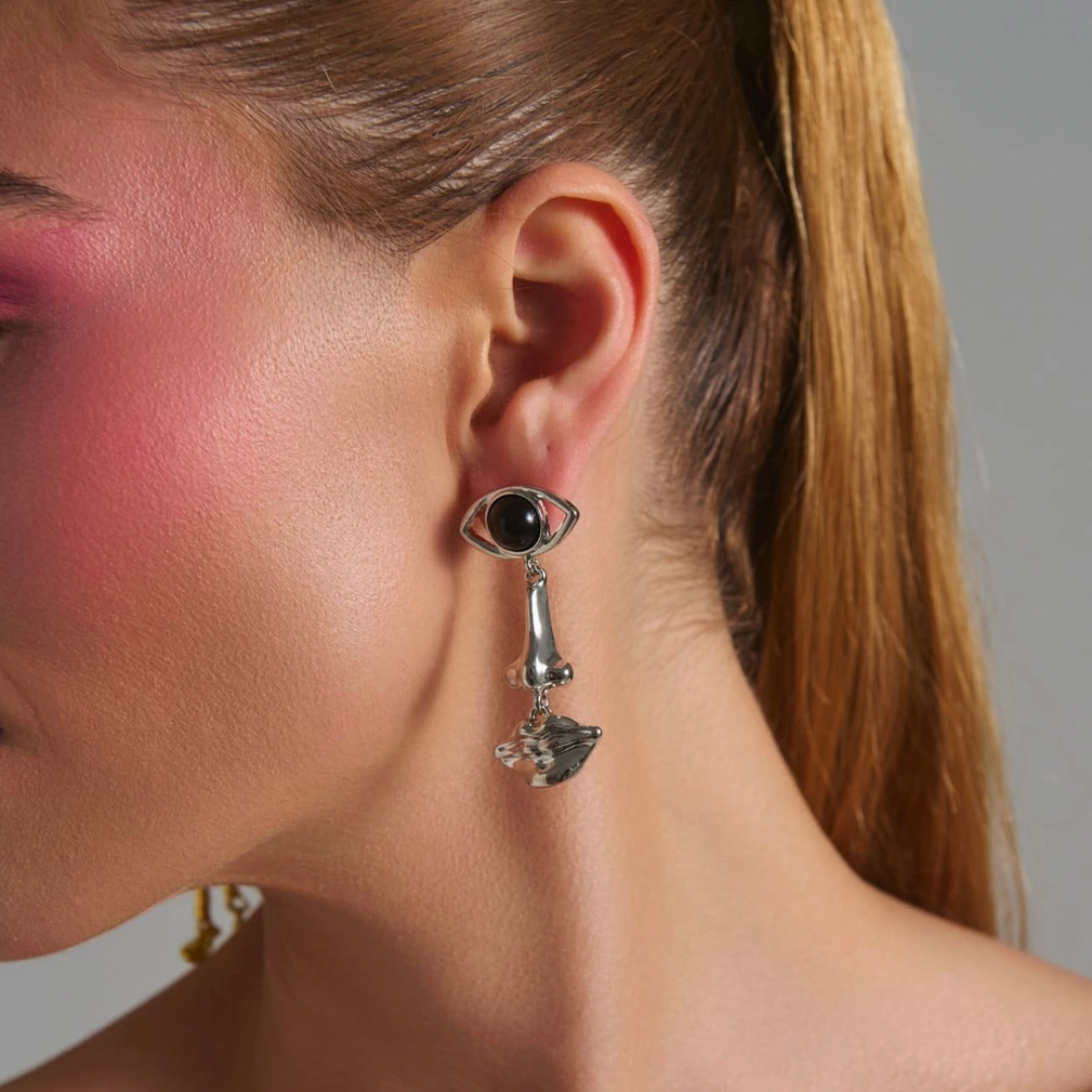 FACE SILVER EARRINGS