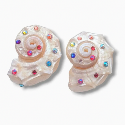 SHELL AND COLOURFUL CRYSTAL EARRINGS