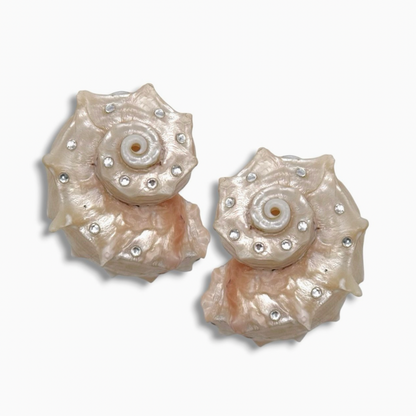 SHELL AND WHITE CRYSTAL EARRINGS