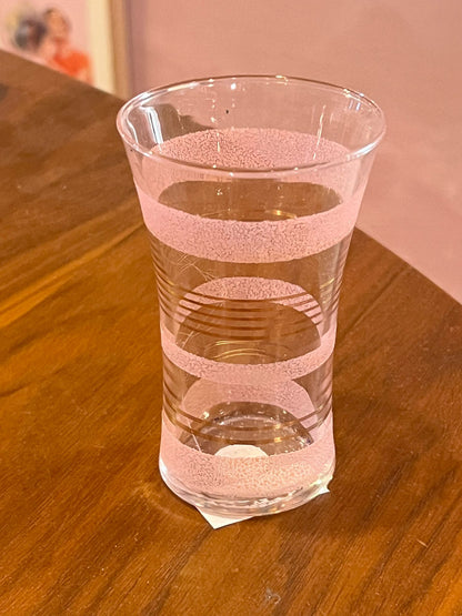SINLE GLASS TUMBLER WITH FROSTED PINK AND GOLD ACCENTS