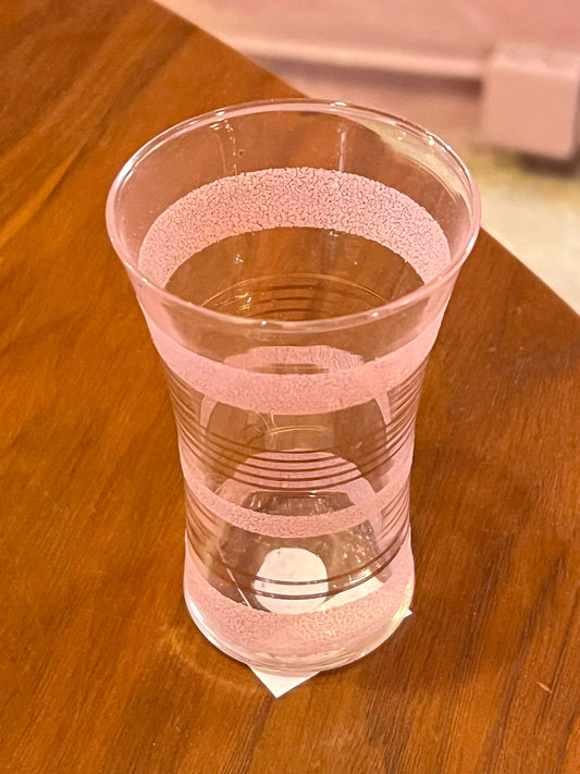SINLE GLASS TUMBLER WITH FROSTED PINK AND GOLD ACCENTS