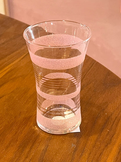 SINLE GLASS TUMBLER WITH FROSTED PINK AND GOLD ACCENTS