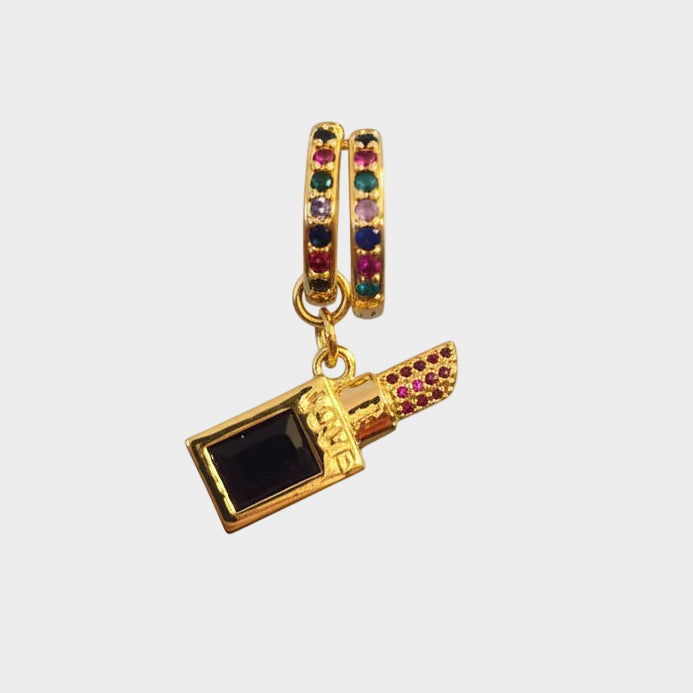 MISMATCHED HOOP EARRINGS LIPSTICK