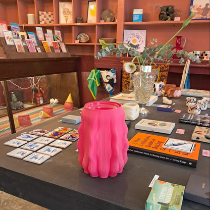 3D PRINTED LARGE PINK SCULPTURAL VASE