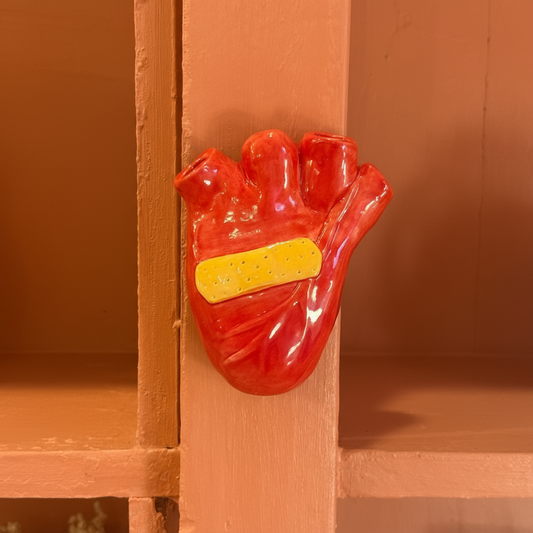 HANDMADE CERAMIC BANDAID HEART WALL VASE