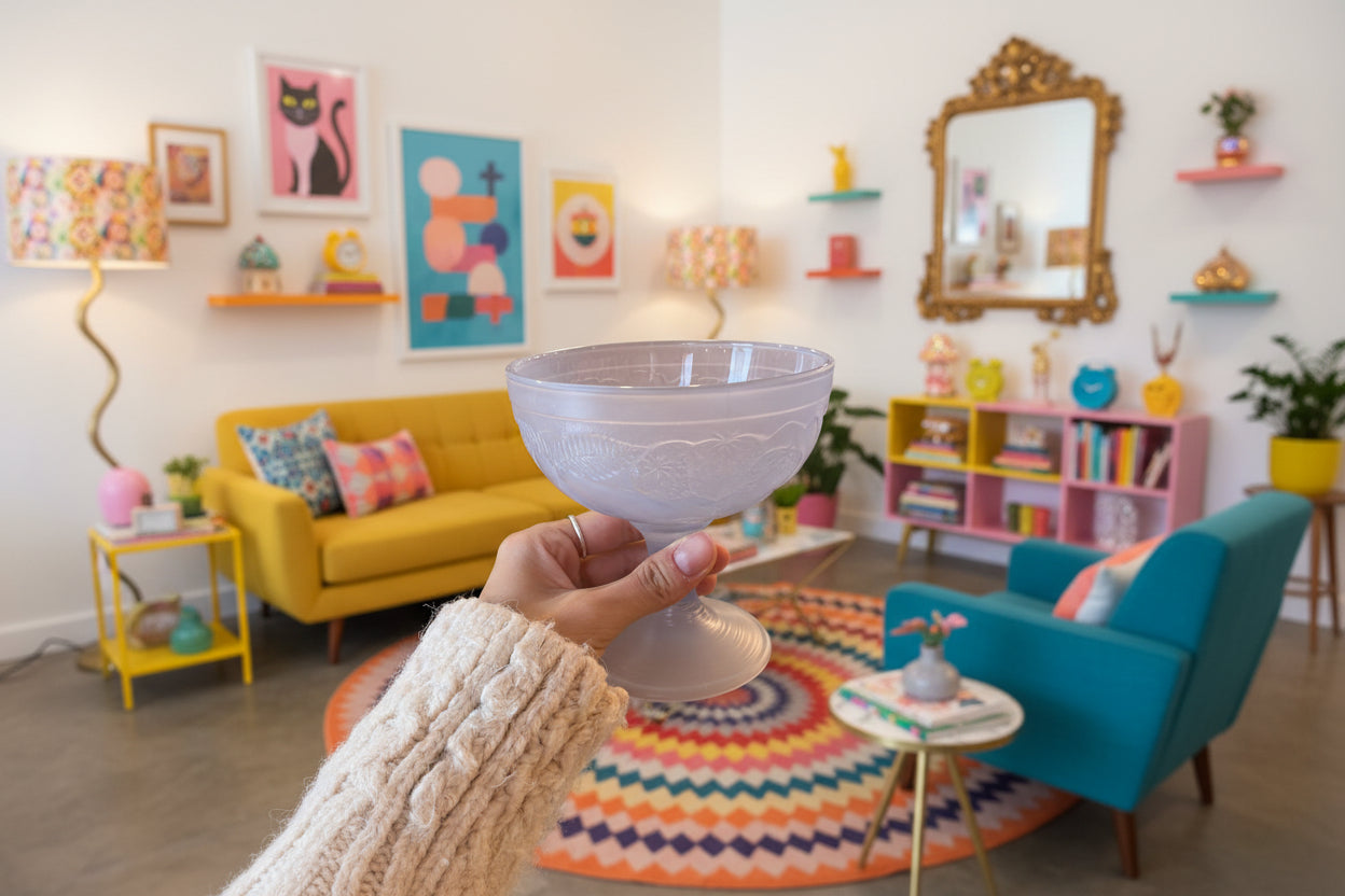 VINTAGE SET OF FROSTED GLASS COUPES