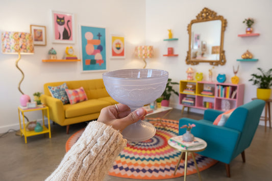 VINTAGE SET OF FROSTED GLASS COUPES