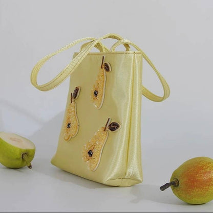 HANDMADE AND HAND BEADED PEARS BAG