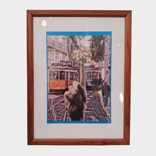 FRAMED ORIGINAL COLLAGE 'TAKE THE STREET CAR'
