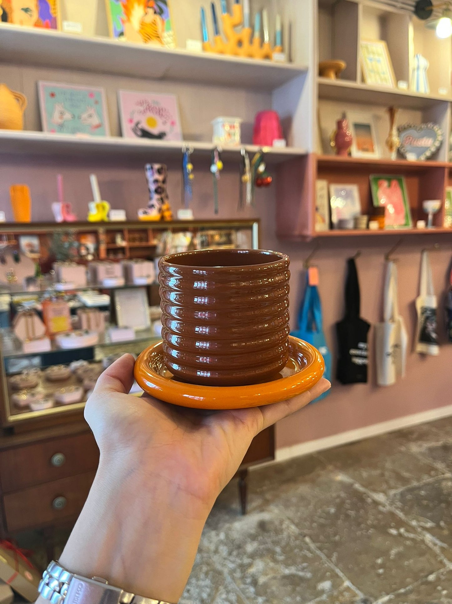 HANDMADE GLOSSY CUPS & SAUCERS — MIX & MATCH SET