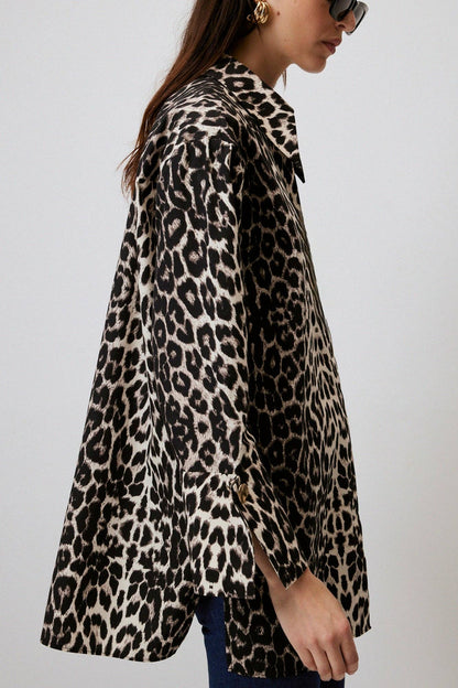 LEOPARD PRINT WIDE CUF SHIRT