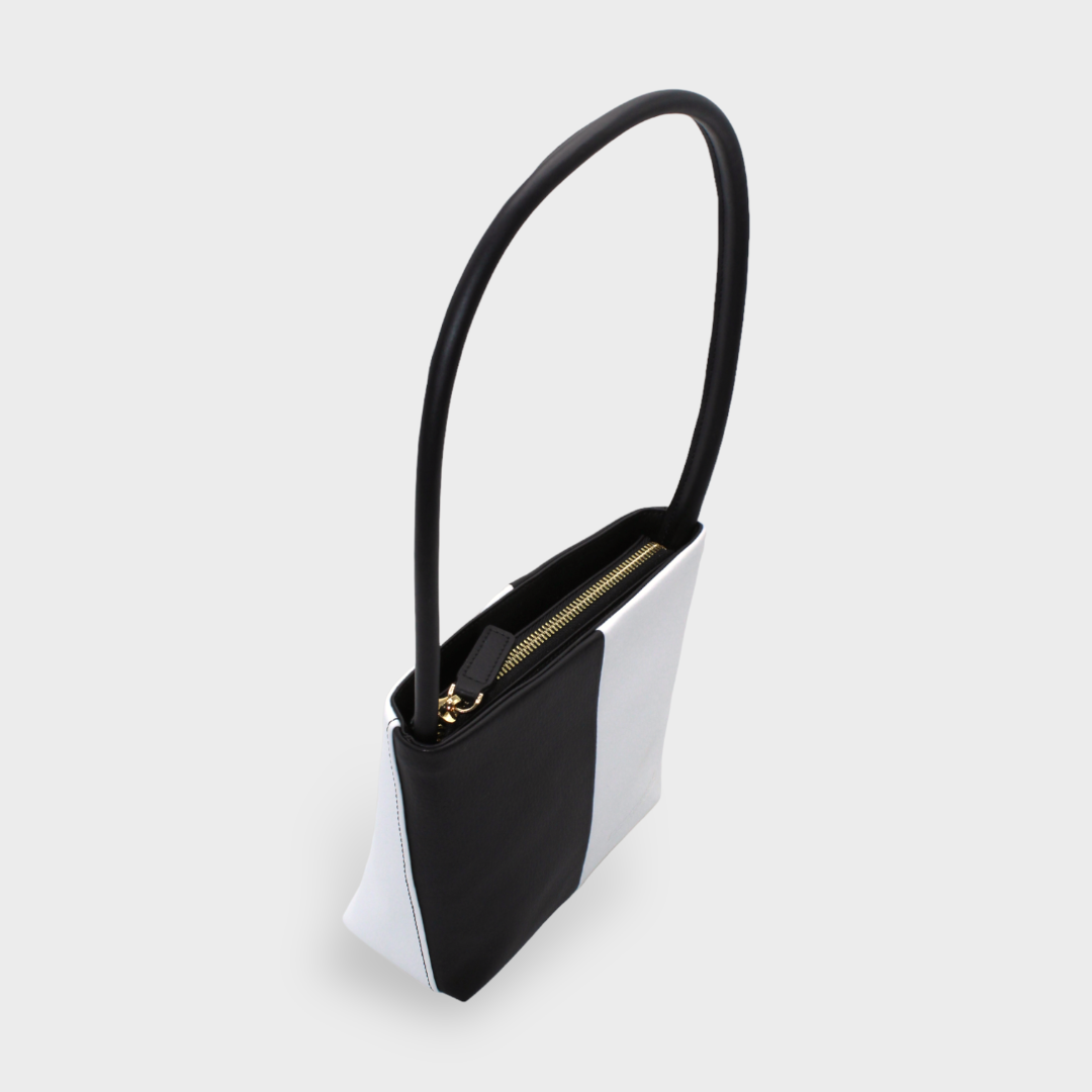 BLACK AND WHITE APPLE LEATHER BAG