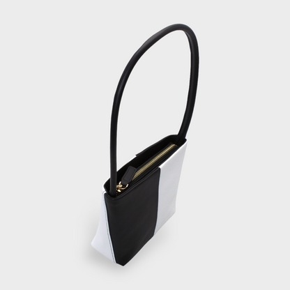 BLACK AND WHITE APPLE LEATHER BAG