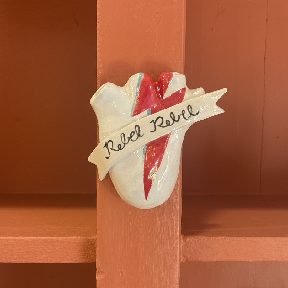 HANDMADE CERAMIC REBEL HEART WALL VASE