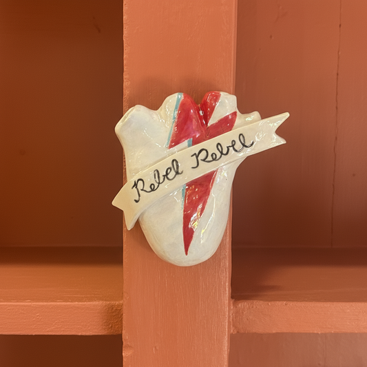 HANDMADE CERAMIC REBEL HEART WALL VASE