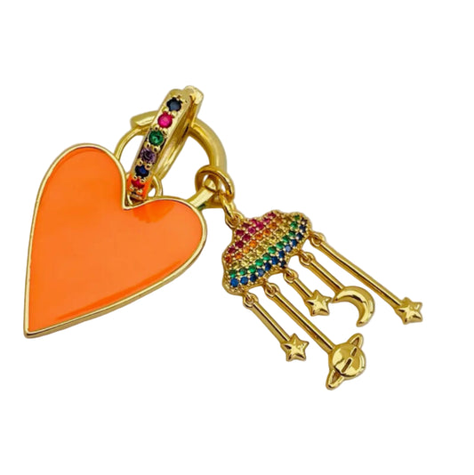 MISMATCH HOOP EARRINGS HEART AND CLOUD