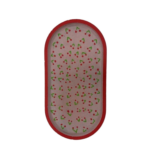 OVAL ILLUSTRATED CHERRIES TRINKET DISH