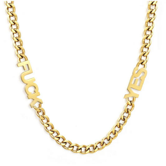 FUCK YES CHAIN NECKLACE GOLD PLATED