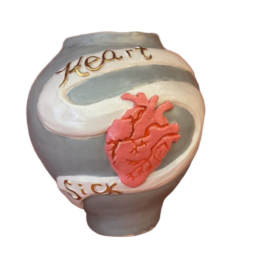 HANDMADE CERAMIC HEART SICK VASE