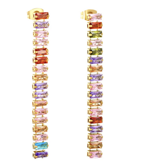MULTICOLOUR GOLD PLATED DROP EARRINGS