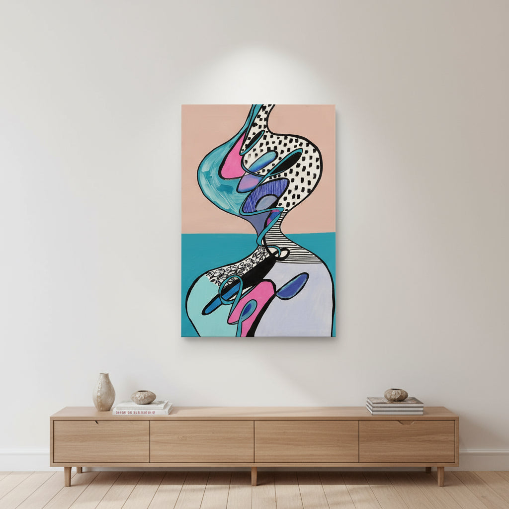 PINK BLUE ABSTRACT CANVAS