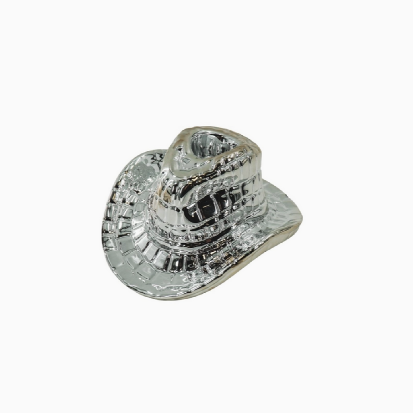 SILVER COWBOY HAT CANDLE HOLDER