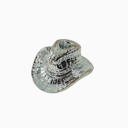 SILVER COWBOY HAT CANDLE HOLDER