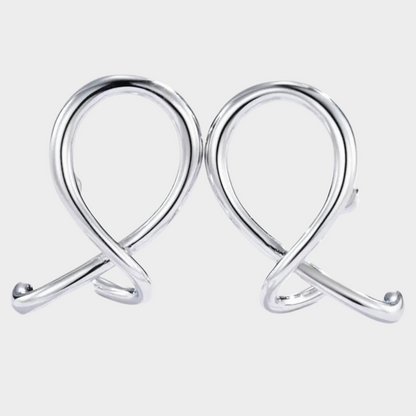 TWISTED LOOP SILVER EARRINGS