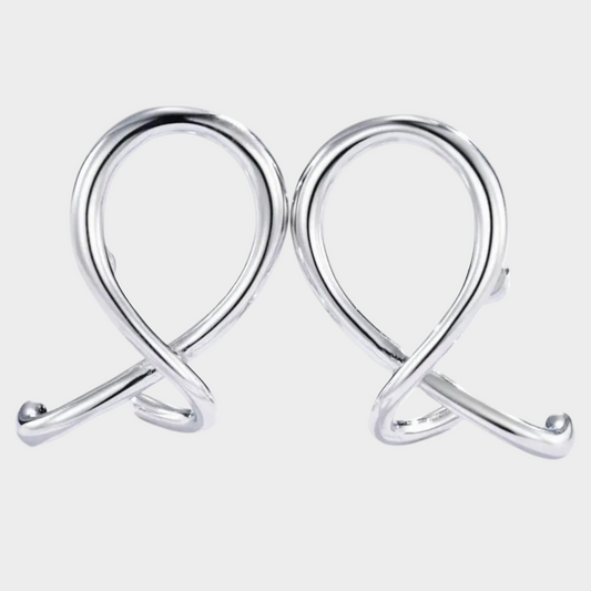 TWISTED LOOP SILVER EARRINGS