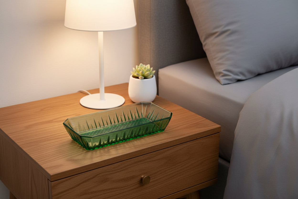 VINTAGE GREEN GLASS TRAY