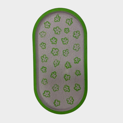 OVAL GREEN FLOWERS TRINKET PLATE