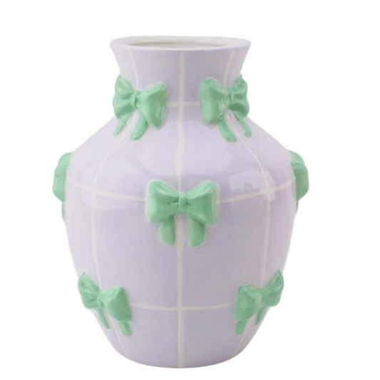 BOW-TIFUL LILAC & MINT GREEN VASE