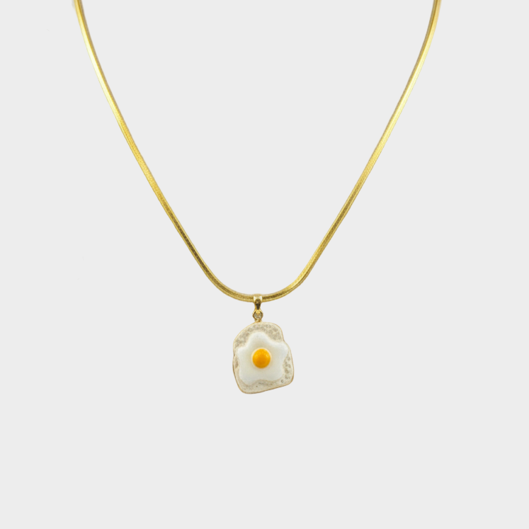 FRIED EGG ON TOAST GOLD NECKLACE