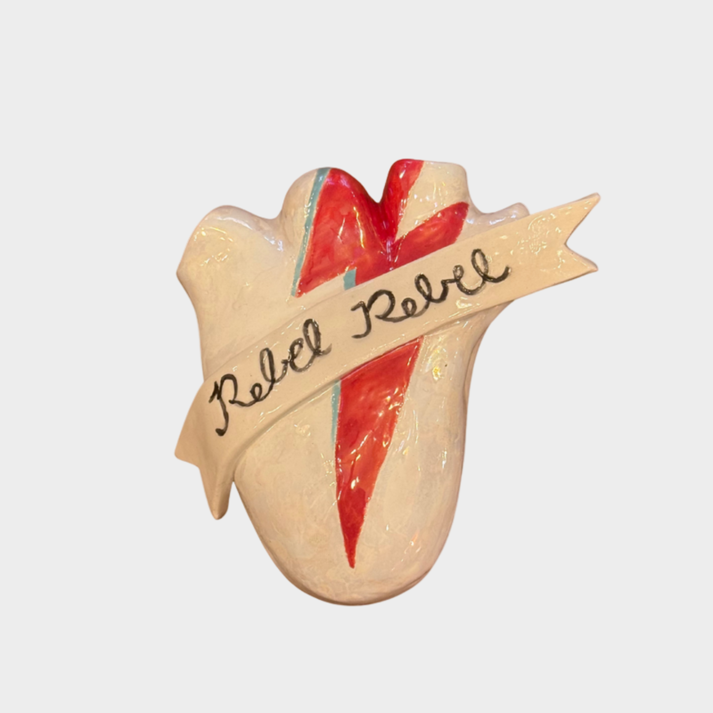 HANDMADE CERAMIC REBEL HEART WALL VASE
