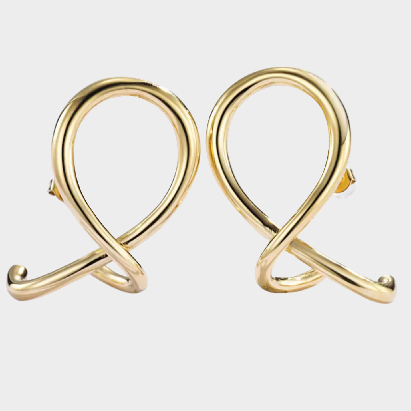 TWISTED LOOP GOLD EARRINGS