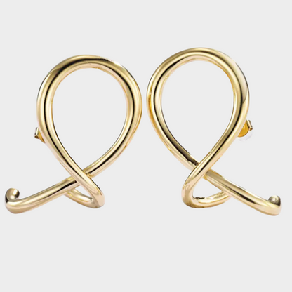 TWISTED LOOP GOLD EARRINGS