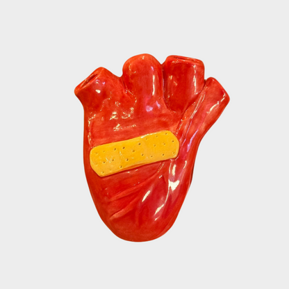 HANDMADE CERAMIC BANDAID HEART WALL VASE