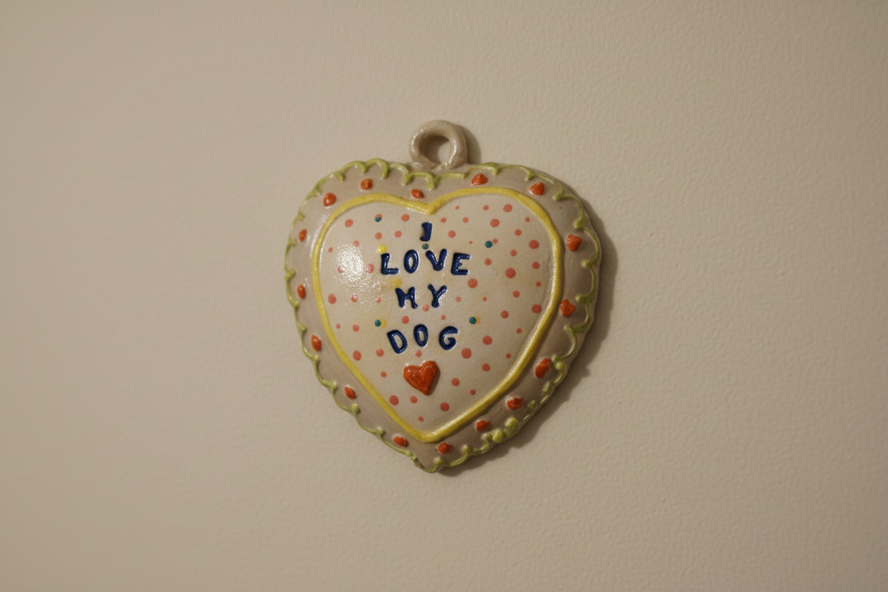 I LOVE MY DOG CERAMIC HEART