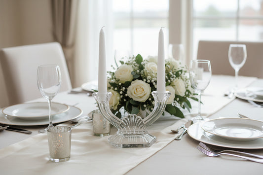 CUT GLASS DOUBLE CANDLE HOLDER